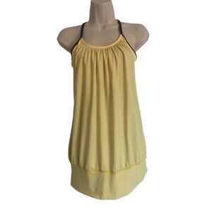 Lululemon Bra Tank Fitness Top Size 4 Relaxed Fit Yellow Black Racerback